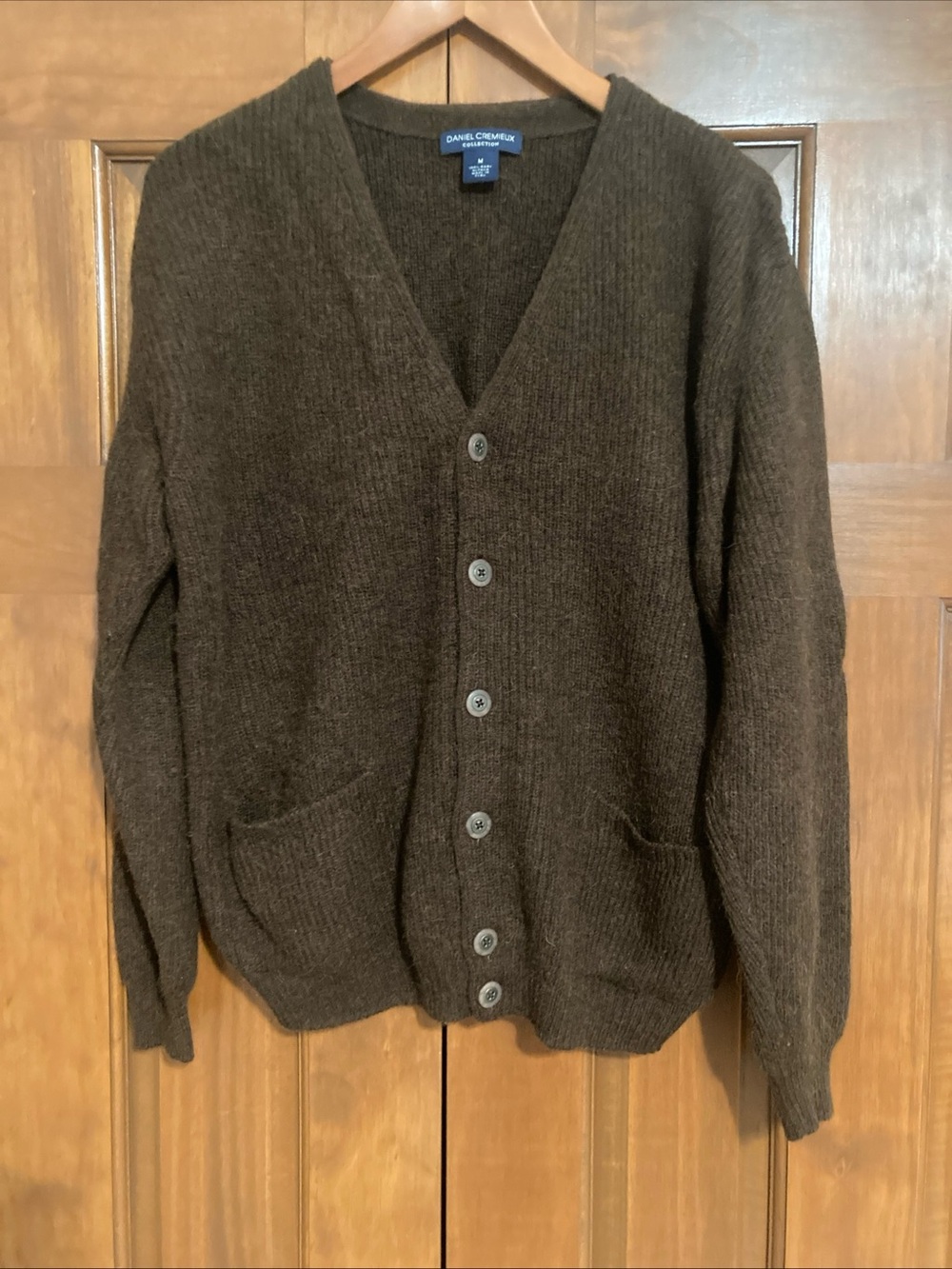 Daniel Cremieux Brown baby alpaca V-Neck Button Front Cardigan Mens medium